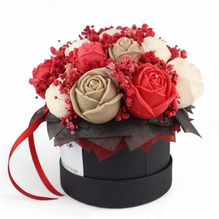 Луксозен букет от соеви свещи „Розова хармония“