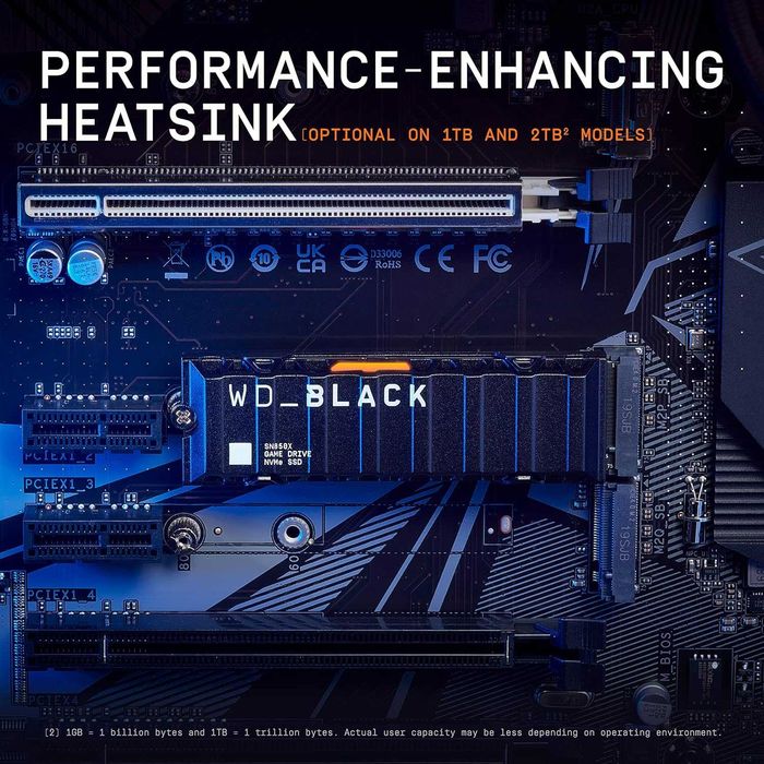 Нова Памет SSD 1TB Western Digital WD_BLACK SN850X, NVMe, M.2 (2280), скорост на четене до 7300MB/s, скорост на запис до 6300MB/s, 5 години Гаранция