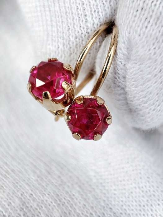 Cercei aur retro 14k 583 rusia rusesti cu rubelit aur rusesc