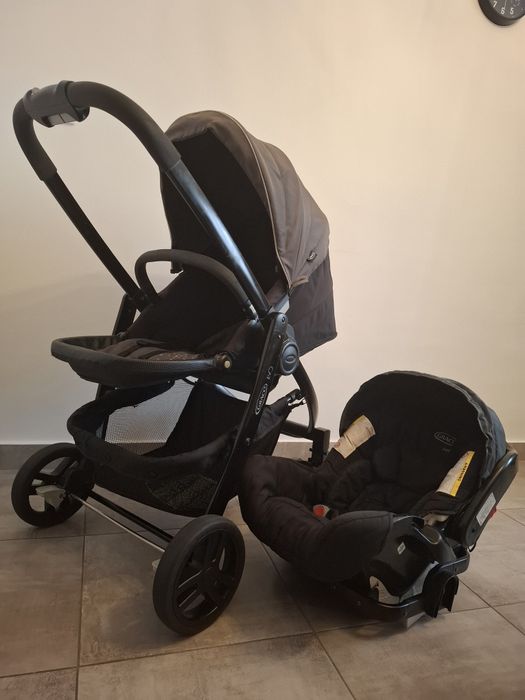 Căruț și scoică Graco evo în stare bună cu husă iarnă, vară.