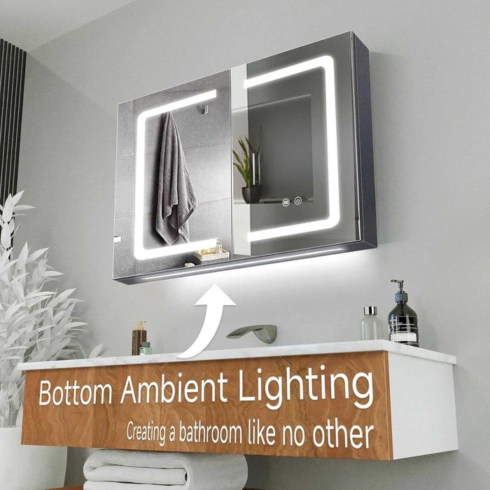 Dulap baie cu Oglinda + antiaburire+ LED+ priza, REDUS de la 1650RON