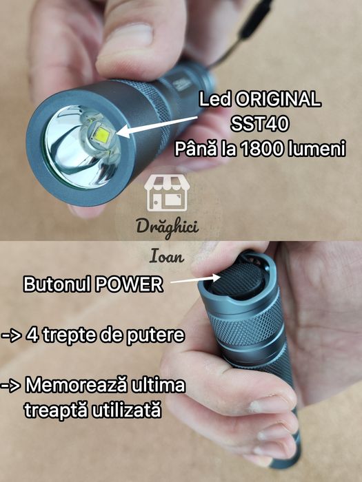 Convoy S2+ Mini lanterna PROFESIONALA cu Led SST40 1800 lumeni