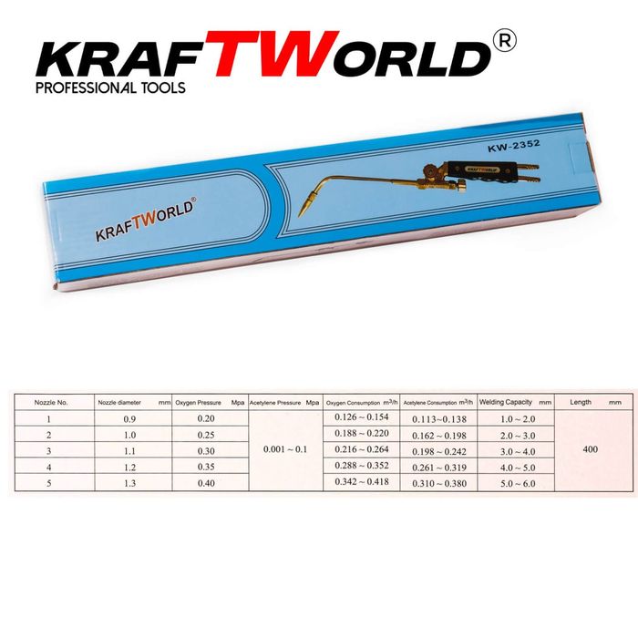 Оксижен Горелка 400mm – кислород + пропан, комплект дюзи 1-5