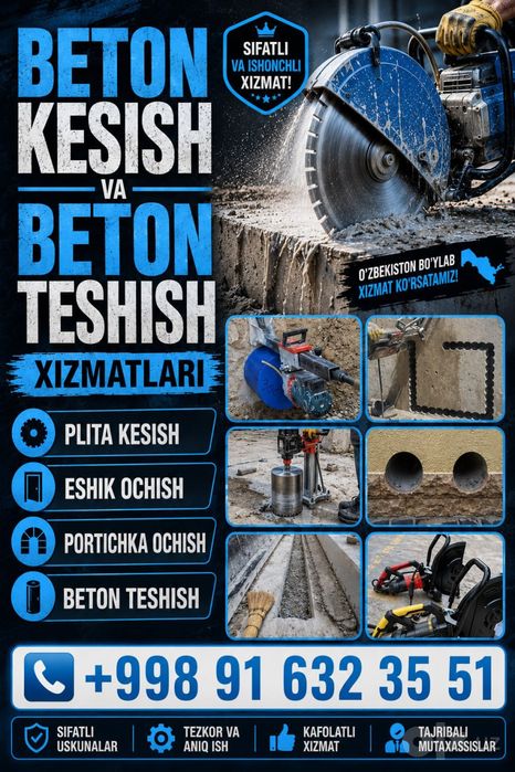 Beton kesish .  beton buzush beton teshish xizmati