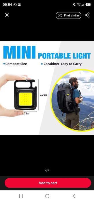 mini lanternă breloc reîncărcabilă cu LED magnet