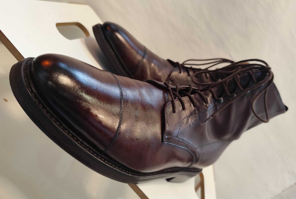 Ghete lace up 44.5 45 de lux Cordwainer lucrate manual piele naturala
