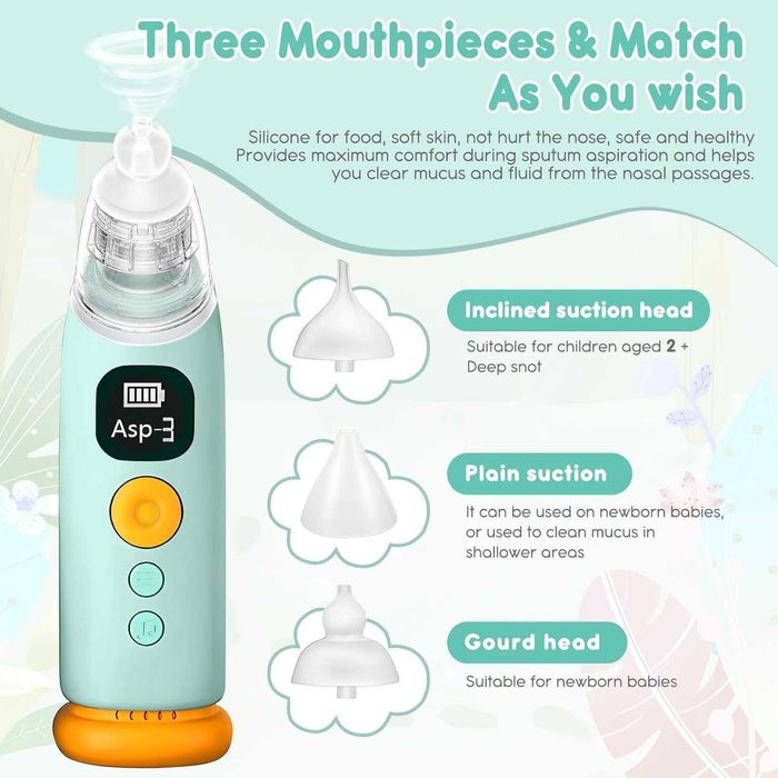 FACAIO Назален аспиратор с 3 накрайника, музикална, светлинна  функция