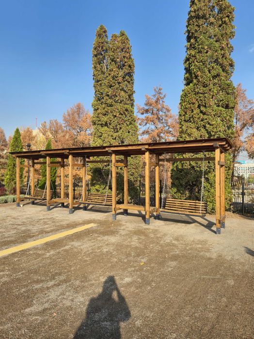 Пергола с тремя качелями | Проектирование и монтаж | Под ключ