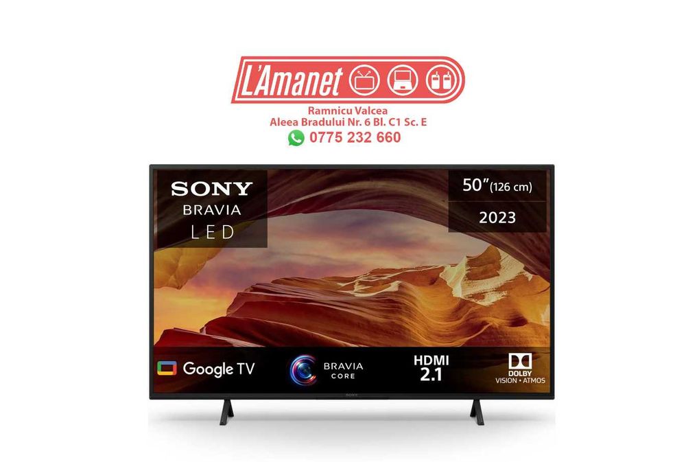 TV Smart Led 50" 4K Sony Bravia 50X75WL 126cm Google TV DolBy Vision ULTRA HD NOU
