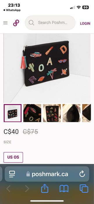 Чанта Zara Зара с апликации нашивки значки черна с цип без презрамка