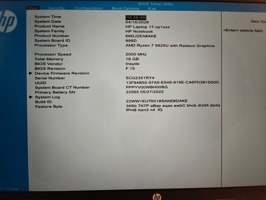 Laptop HP Ryzen 7, display 17 inch