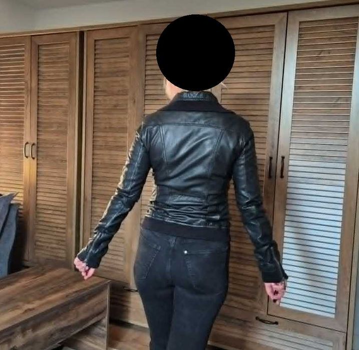 Geaca de piele naturala, dama, Bershka, S