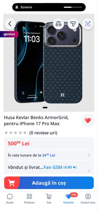 Husa iphone 17 pro max Kevlar Benks pitaka kevlar