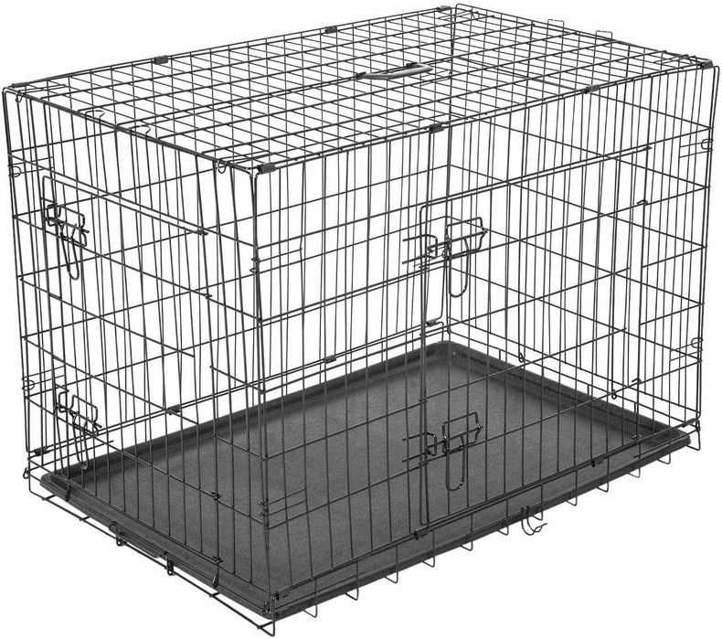 Cusca pliabila, metal cu tava plastic, transport caini