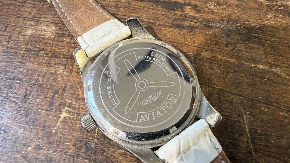 Ceas aviator pietre diamante cadran alb diametru mate quartz