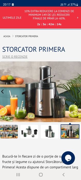 Storcator fructe si legume, Primera, Dormeo! Nou, sigilat! Transpor