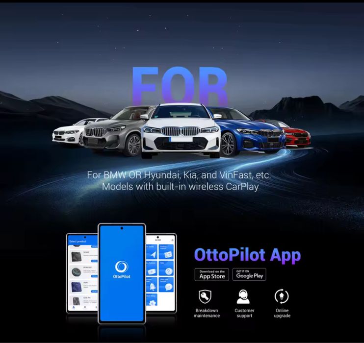 OTTOCAST Android 13 AI Box for BMW Wireless CarPlay BMW ID6 ID7 ID8