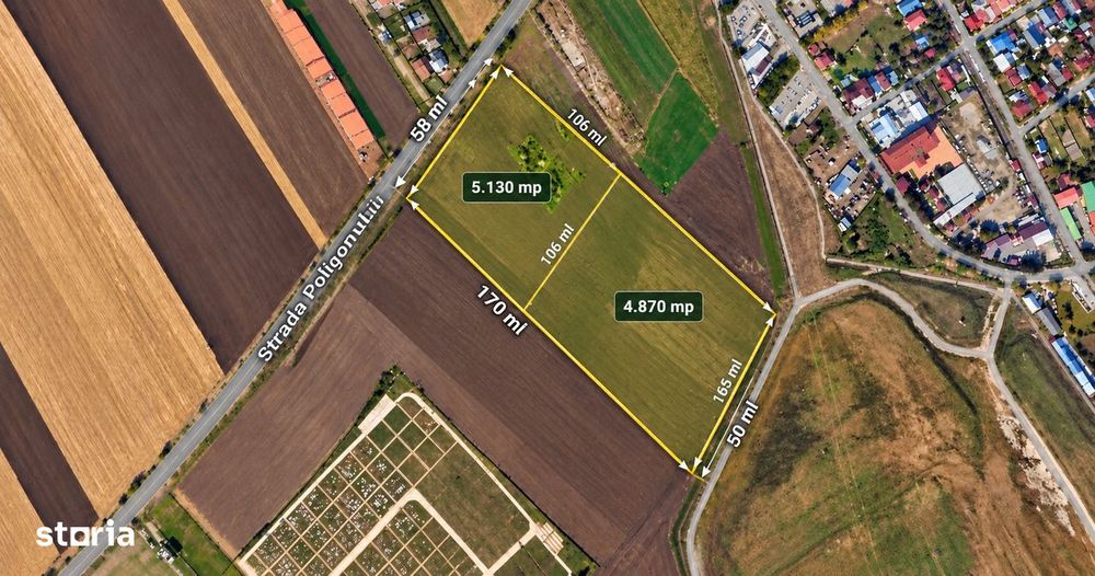 Teren 10.000 mp – Sărata, Bacău | Strada Poligonului  58 ml deschidere