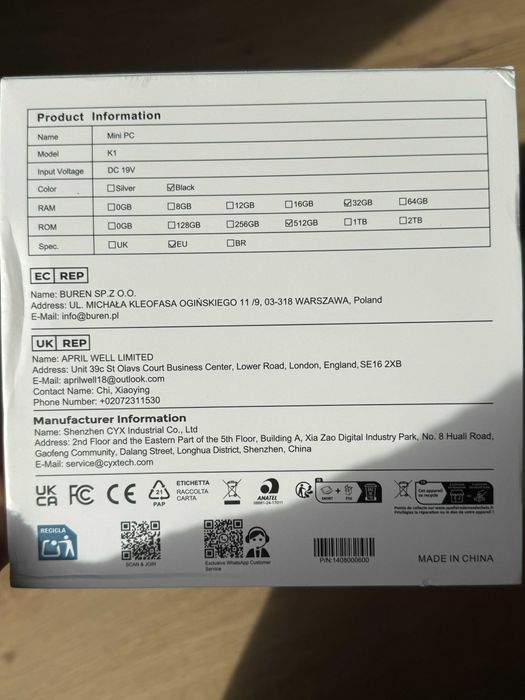 Mini PC ACEMAGIC - Ryzen 5 7430U,  32GB RAM, 512GB SATA SSD