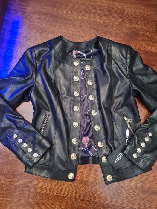 Sacou jachetă Balmain piele naturala 2022