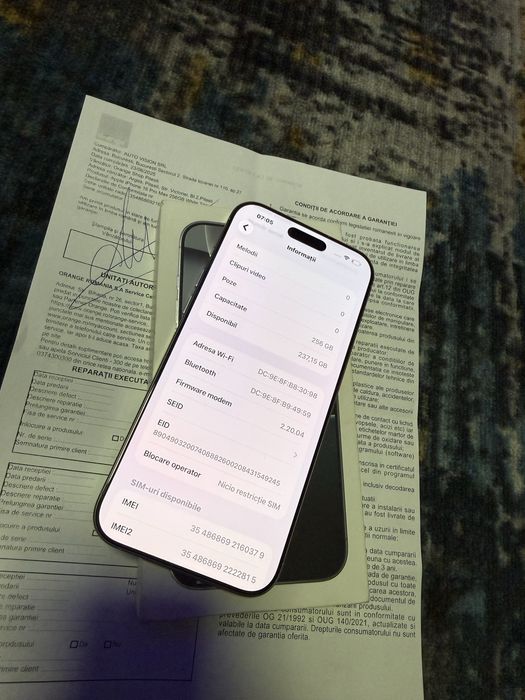 Vand/schimb Iphone 16 Pro Max 256 white Gb 99% garantie Orange ca NOU!