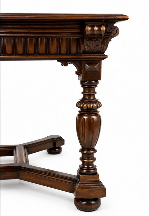 Masa din lem de stejar, bază transversală decorativă