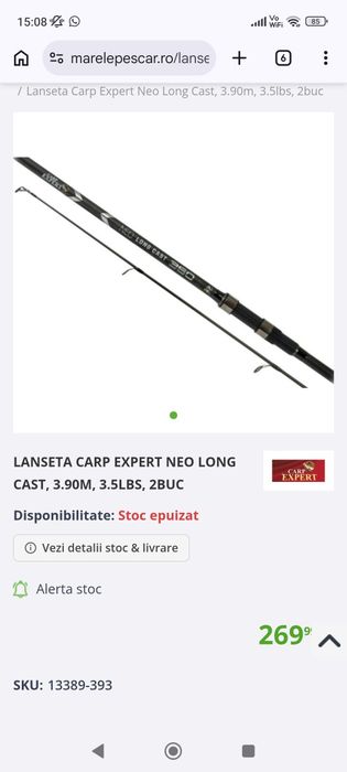 Lanseta Carp Expert Neo Long Cast, 3.90m, 3.5lbs, 2segmente, folosita 4-5 partide