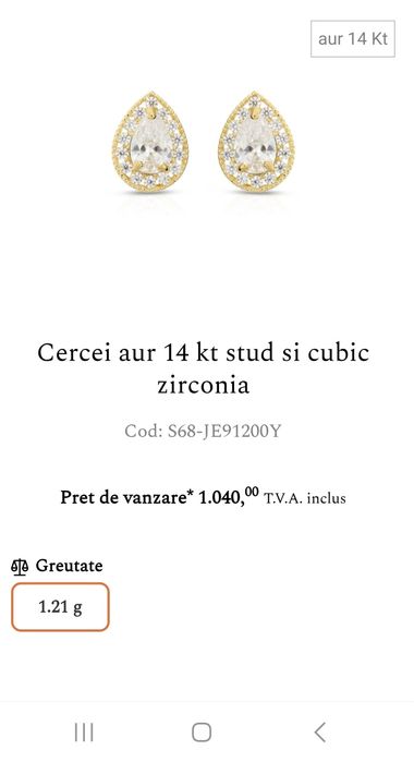 Cercei aur galben 14k