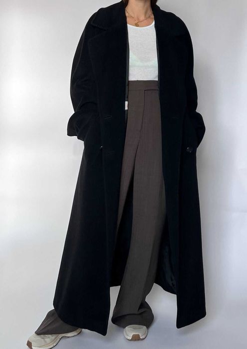 OBJECT OVERSIZE COAT , Черно дълго зимно палто,  100% вълна -  НОВО
