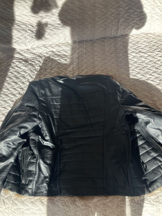 Кожено яке с естествен косъм