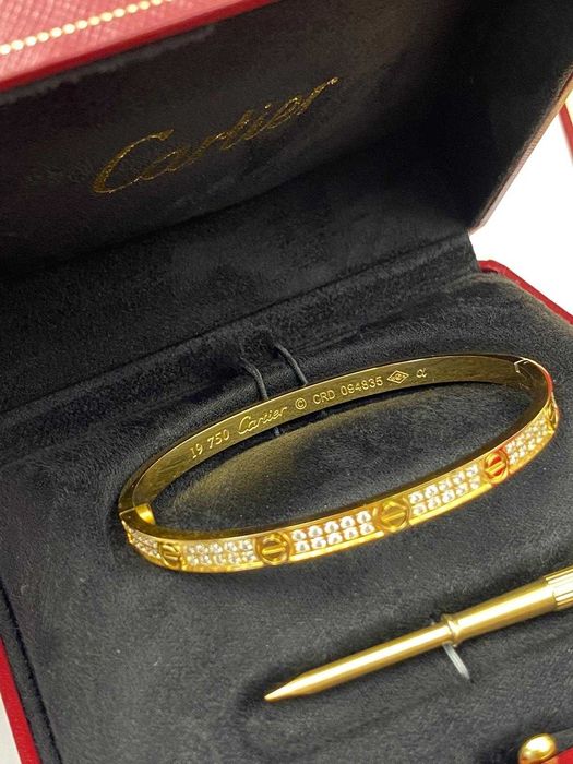 Brățară Cartier LOVE 19 Gold 585 model slim full diamond