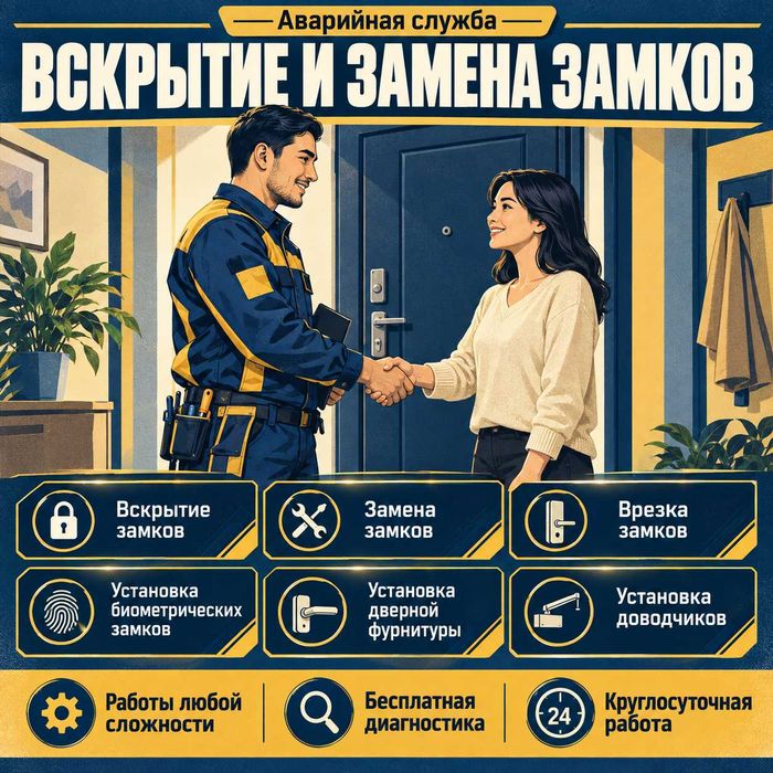 Открыть входную дверь/замена замков/ремонт/монтаж цилиндра с вертушкой