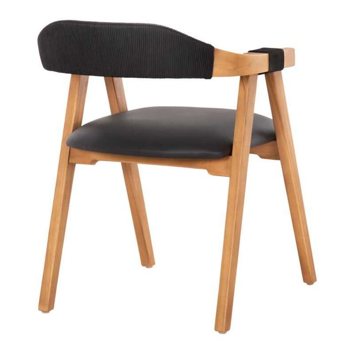 Трапезен стол, Rimini, Черен, Натурален, Изкуствена кожа, 60х61х76см.