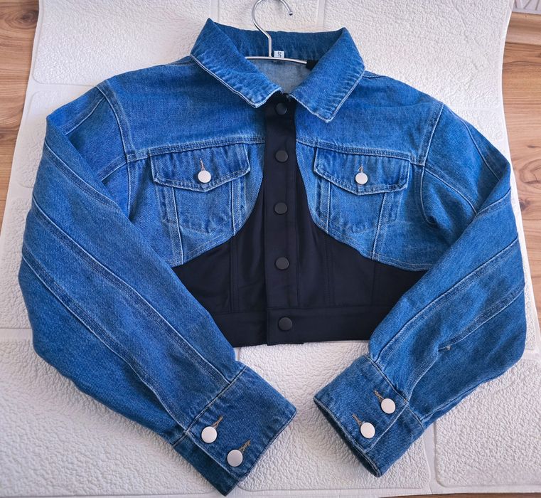 Дамско дънково яке по модел на Mugler