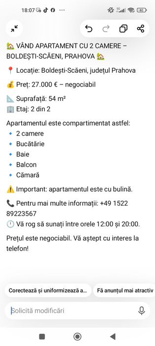 apartament de vânzare