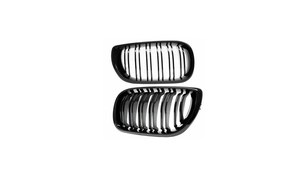 Set 2 grile duble, negru lucios, M Design pentru BMW E46 Facelift