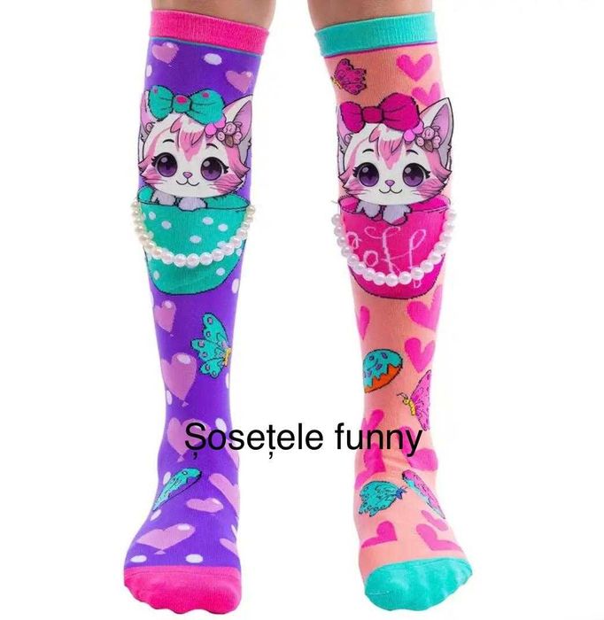 Șosete lungi colorate pentru fetițe, 4-7 ani