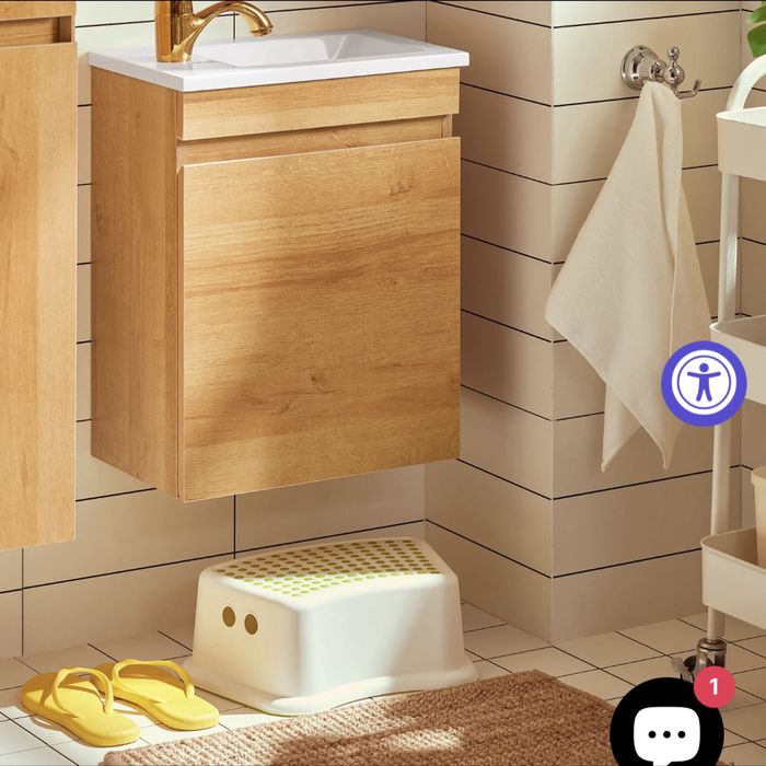 Set mobilier baie suspendat cu lavoar si oglinda-finisaj natur