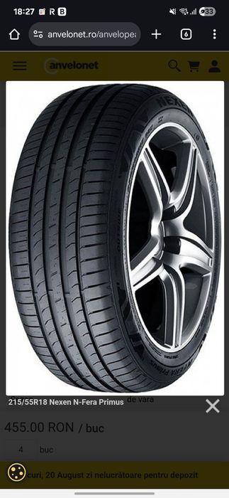 4 anvelope vara Nexen N'fera (nfera) Primus 215 / 55 / r18