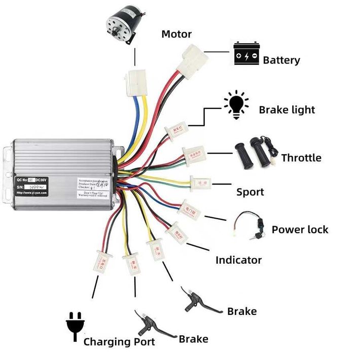 Контролер за скутер с четков мотор 24V 36V 48V 250W 500W 1000W