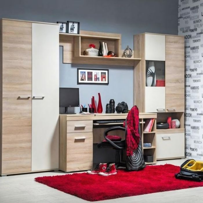 Birou calculator cu sertare / Stejar Sonoma / 145 x 65.5 x 75.5 cm