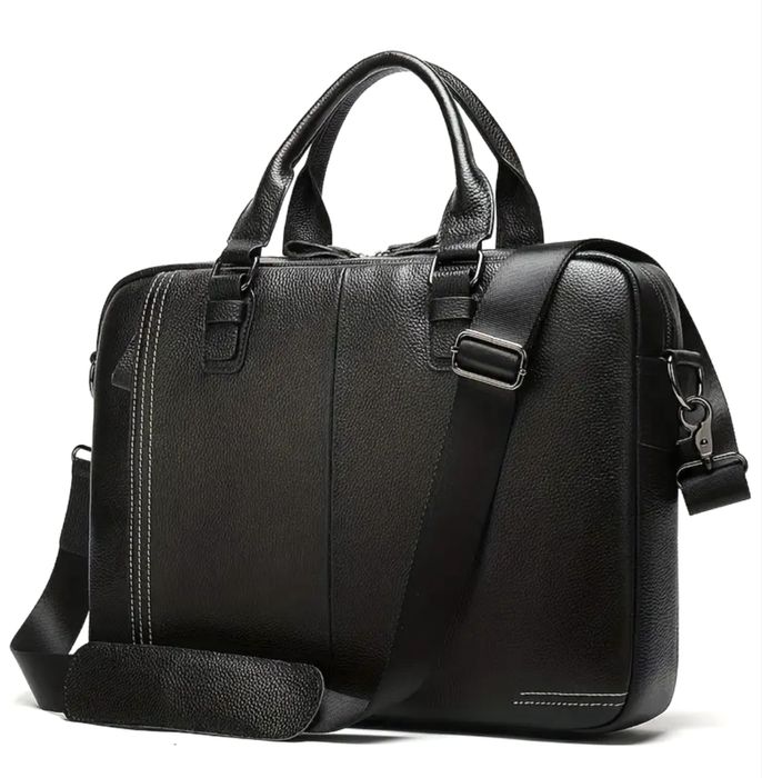 Мъжка луксозна кожена бизнес чанта (Офис Кежуал за лаптоп)Естест. кожа