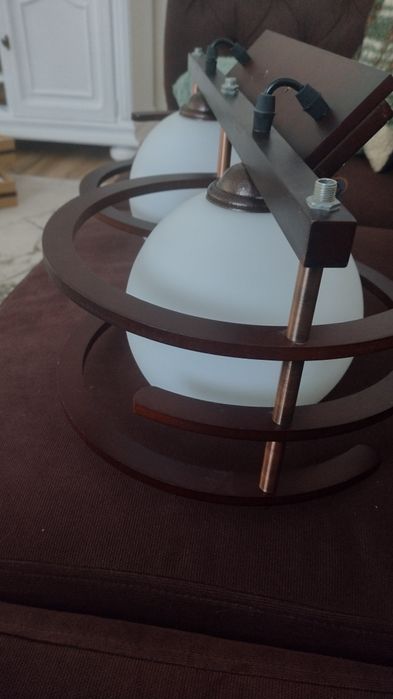 Lustra lemn cu 2 becuri