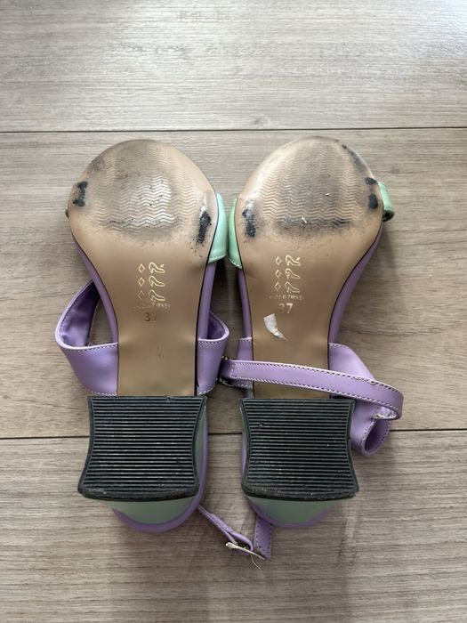 Sandale 37, verde/mov, toc 6 cm