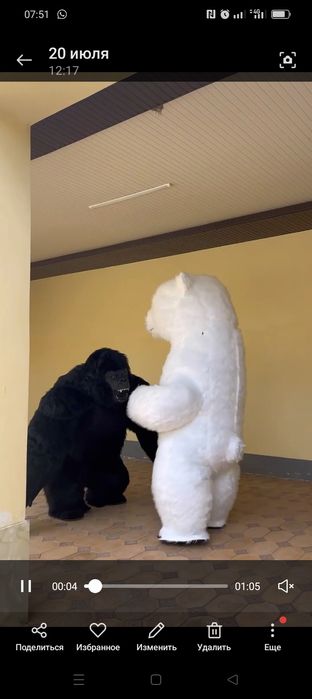 Аниматоры  горилла и мишка