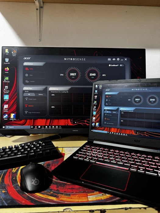 Acer Nitro 5, Monitor Samsung 180hz, Tastatura RedDragon, Mouse