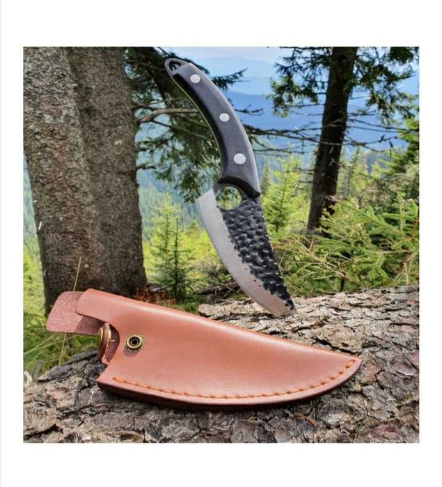 Cuțit japonez forjat manual Teaca din piele naturală
