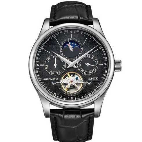Ceas mecanic automatic Lige Tourbillon  Black