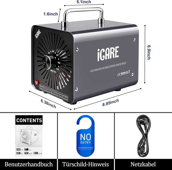 Generator de ozon ICARE 30.000 mg/h scapa de microbi si mirosuri