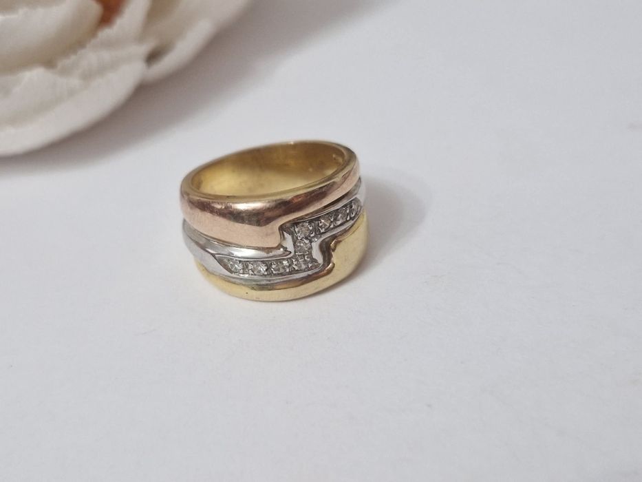 Inel argint masiv 925 placat cu aur roz,galben și rodiu